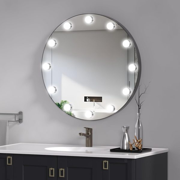 24-Inch Round Bathroom Mirror with Lights Online Hot Sale