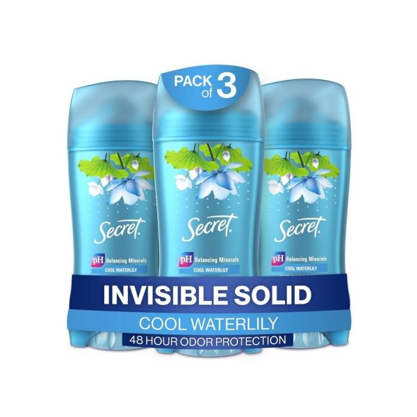 Pack of 3 Secret Invisible Solid Antiperspirant Deodorant Cheap