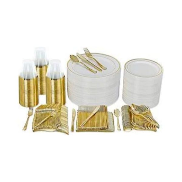 600-Piece Plastic Disposable Dinnerware Set Online now